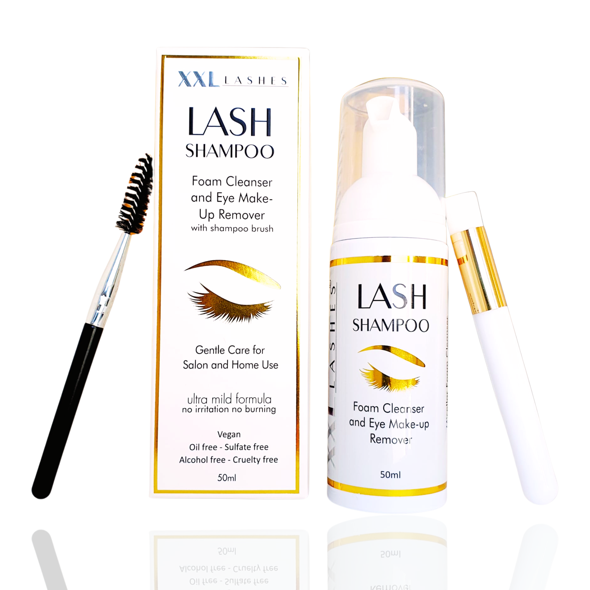 Testsieger: XXL Lashes Wimpern-Shampoo 50ml, inkl. Reinigungspinsel