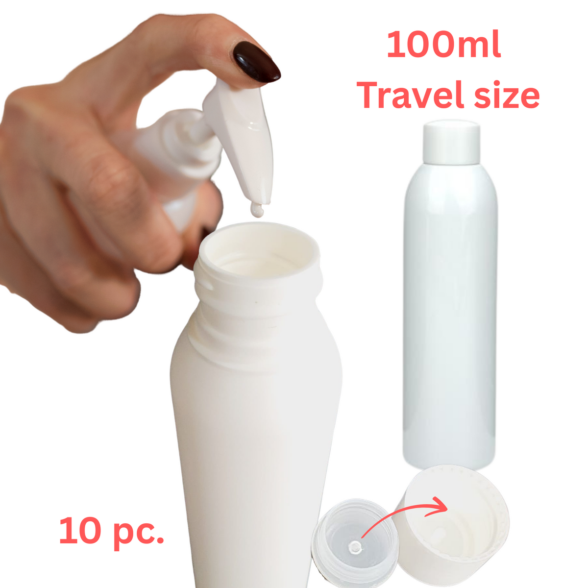 10 Leere Plastik Schraubverschluß-Flaschen zum Befüllen, 100ml – XXL Lashes