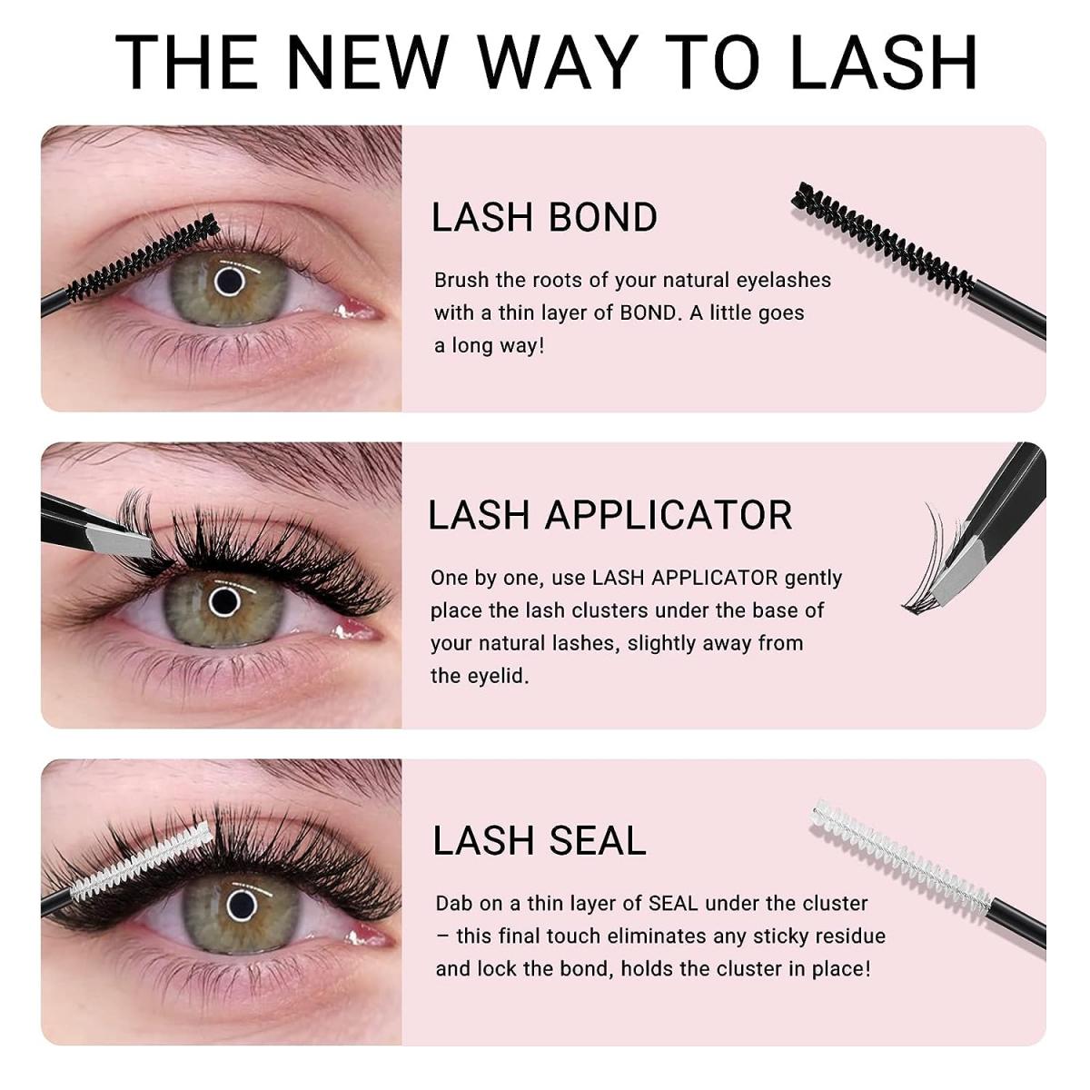 Wimpern Extensions Set DIY – 72 Büschel, 5 Längen, Mit Kleber Und Pinzette