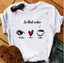 T-shirt con stampa "lashes-love-coffee"
