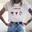 T-shirt avec imprimé "lashes-love-coffee"